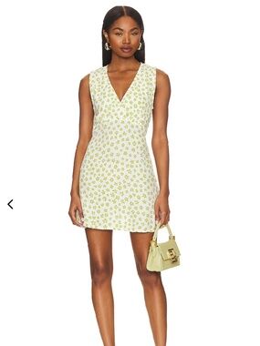 NWT Faithfull the Brand Revolve Penne Mini Floral Green Dress, 6 medium